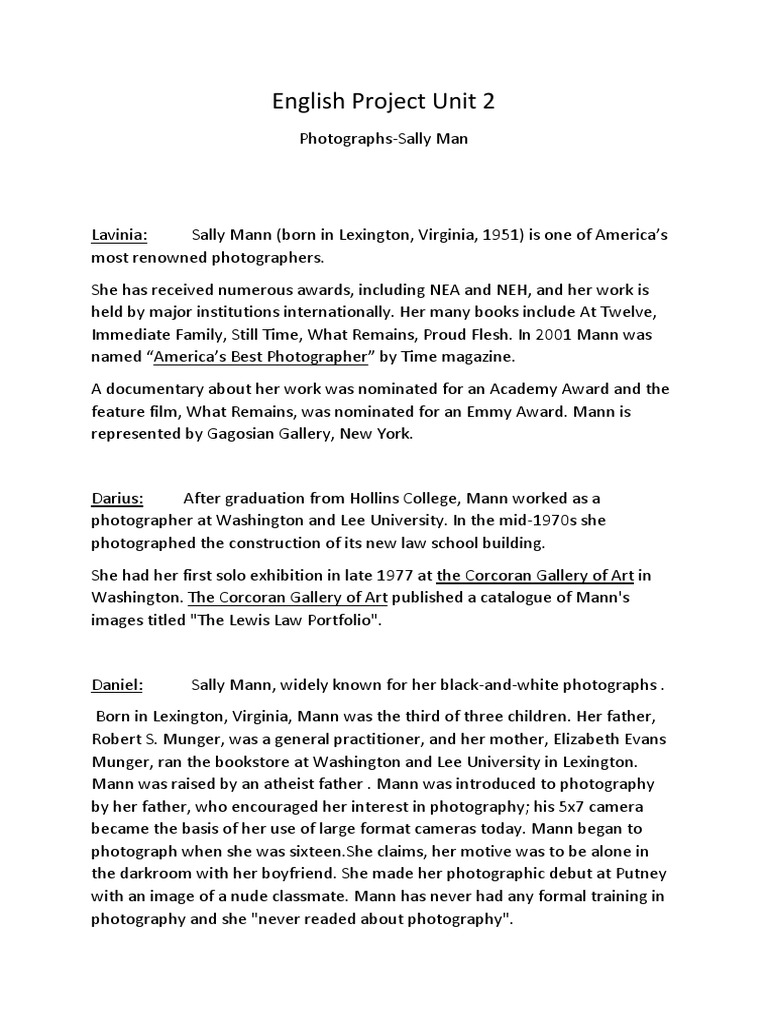 English Project Unit 2 Photographs | PDF | Optics | Crafts