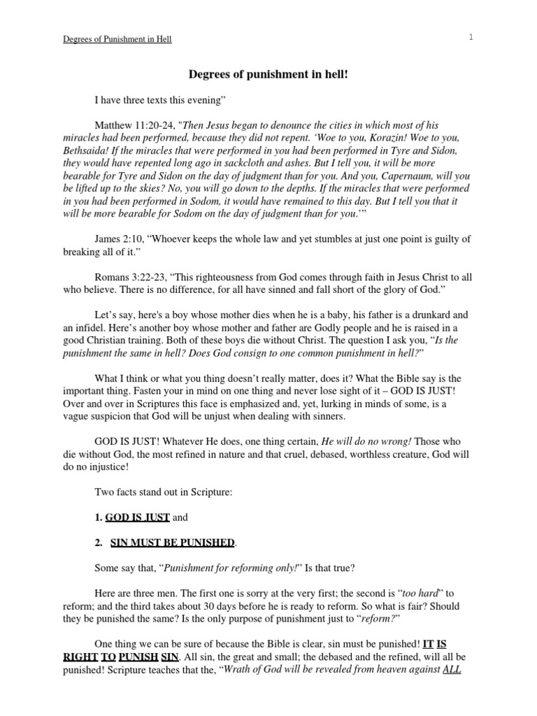 Degrees of Punishment in Hell PDF Hell Jesus
