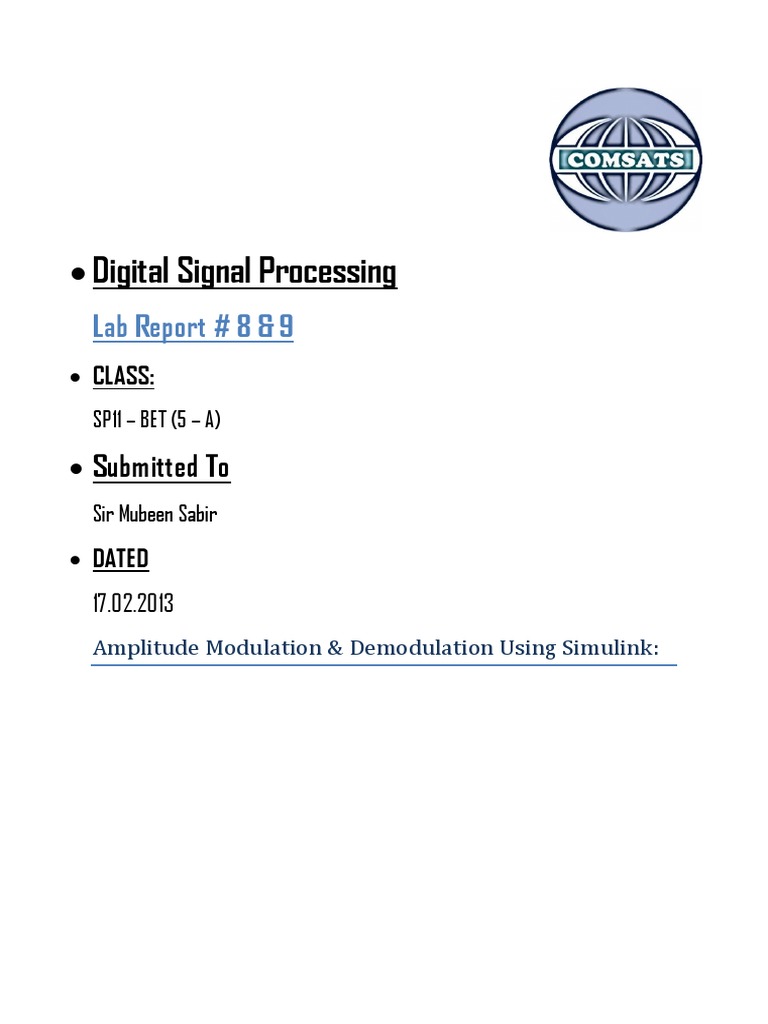 Digital Signal Processing Lab Report 8 & 9 PDF Phase (Waves