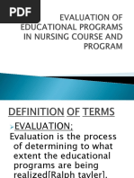 Evaluation of Educational Programs in Nursing Course and