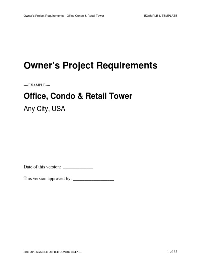 Owner's Project Requirements for Office Tower | PDF | Hvac ...