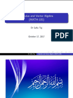 Calculus and Vector Algebra (MATH-105) : DR Safia Taj