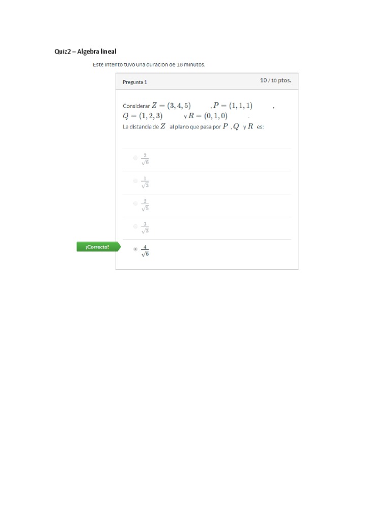 Quiz2 - Algebra Lineal | PDF