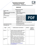 Facultad de Educación Pedagogía en Inglés: Práctica Profesional Ii - Primavera 2019