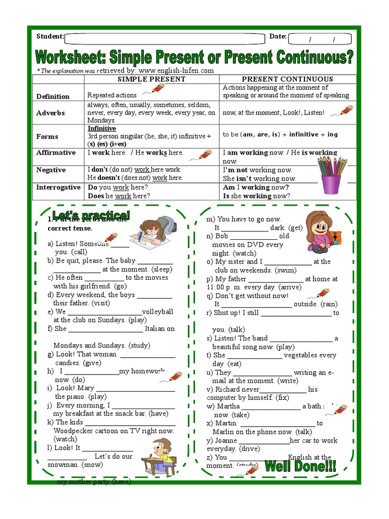 Present Continuous Tense Worksheet | PDF | Grammar | Semiotics