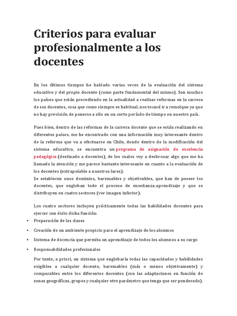 Criterios para Evaluar Docentes Efectivamente | PDF | Evaluación | Maestros
