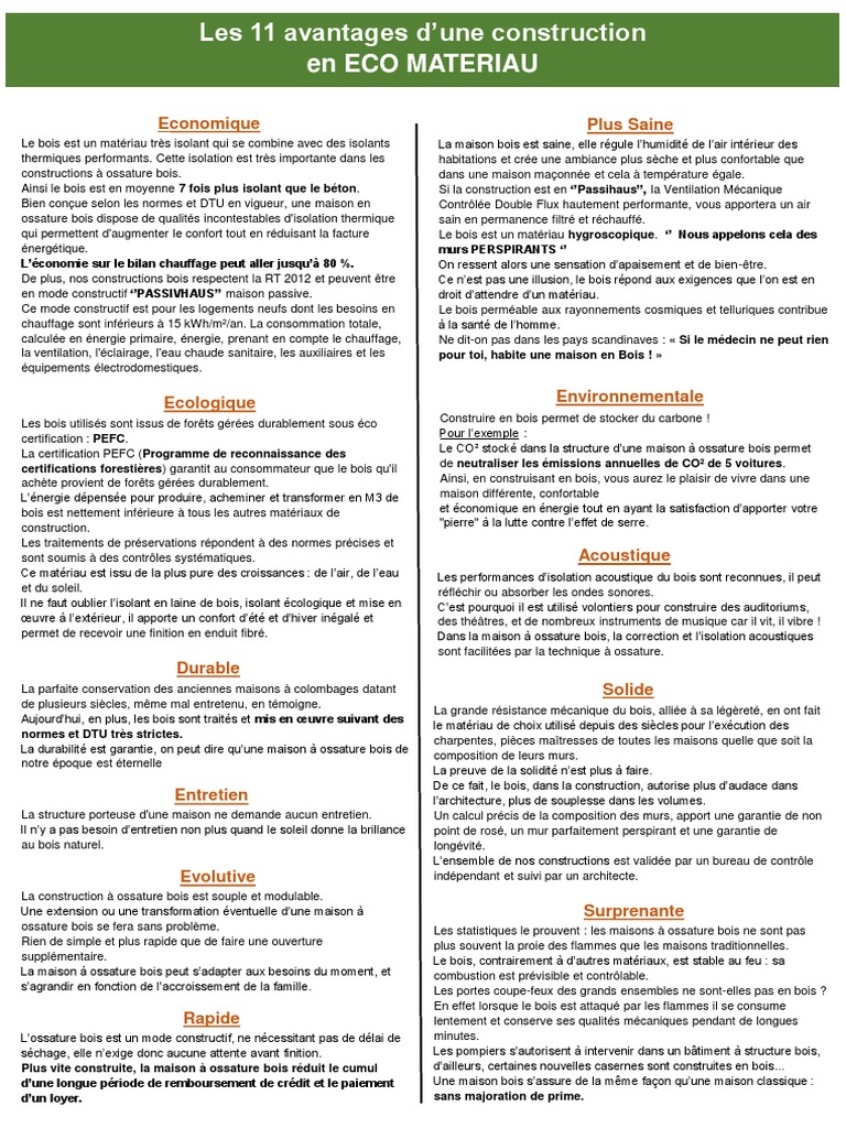 11 Avantages de la Construction Bois | PDF | Bois (matériau de ...