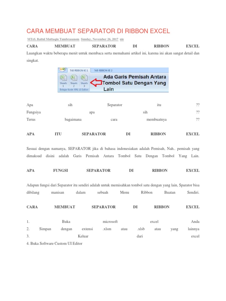 Cara Membuat Separator Di Ribbon Excel PDF