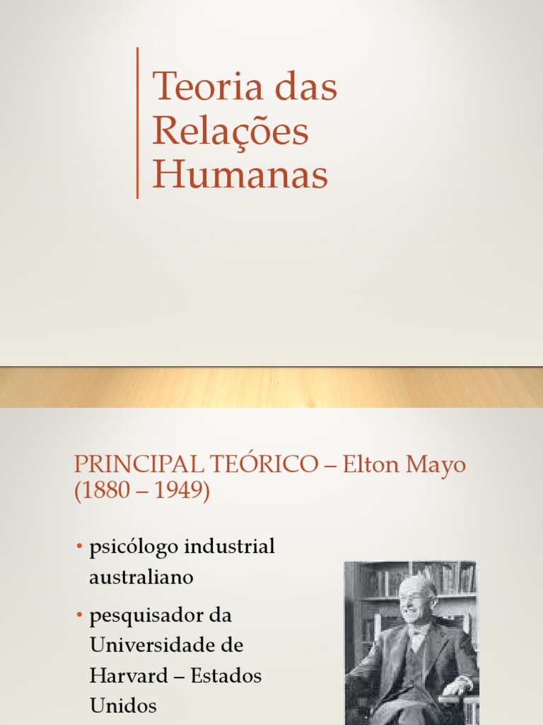Teoria das Relações Humanas de Elton Mayo | PDF