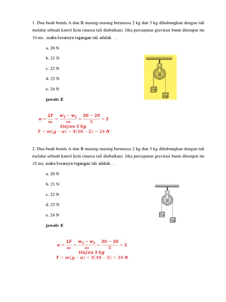 Soal Soal Katrol Dan Newton