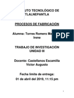 Trabajo de Investigación de Unidad III Procesos de Cambio de Forma