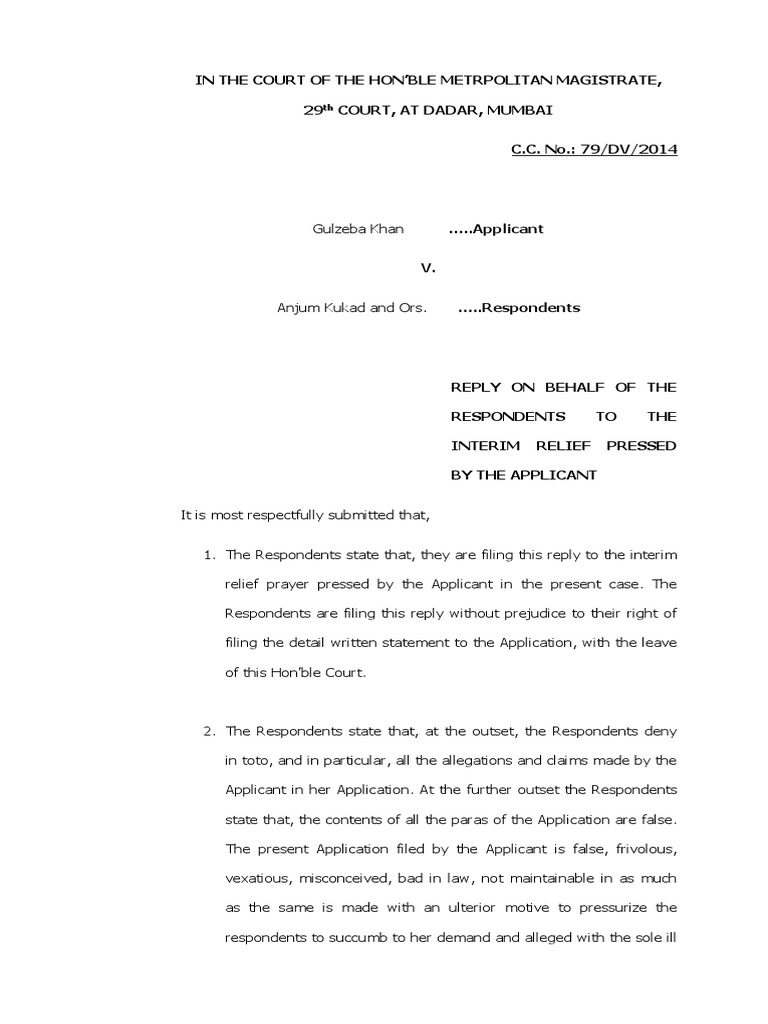 Reply To Interim Maintenance PDF Justice Crime & Violence