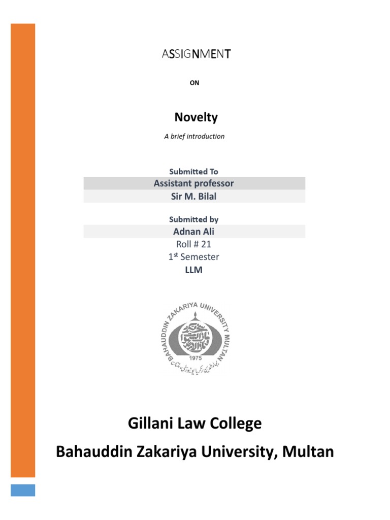 Novelty (An Assignment) PDF Prior Art Novelty (Patent)