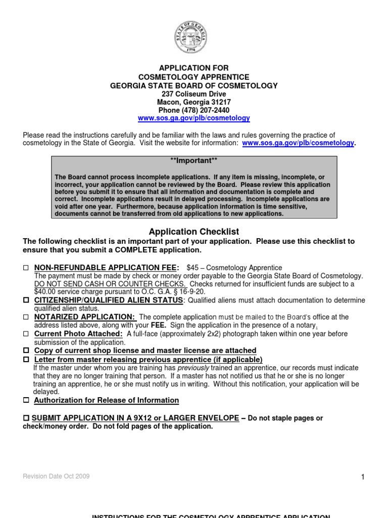 28 Cosmetology Apprentice Application for Master Cosmetologist Esthetic ...
