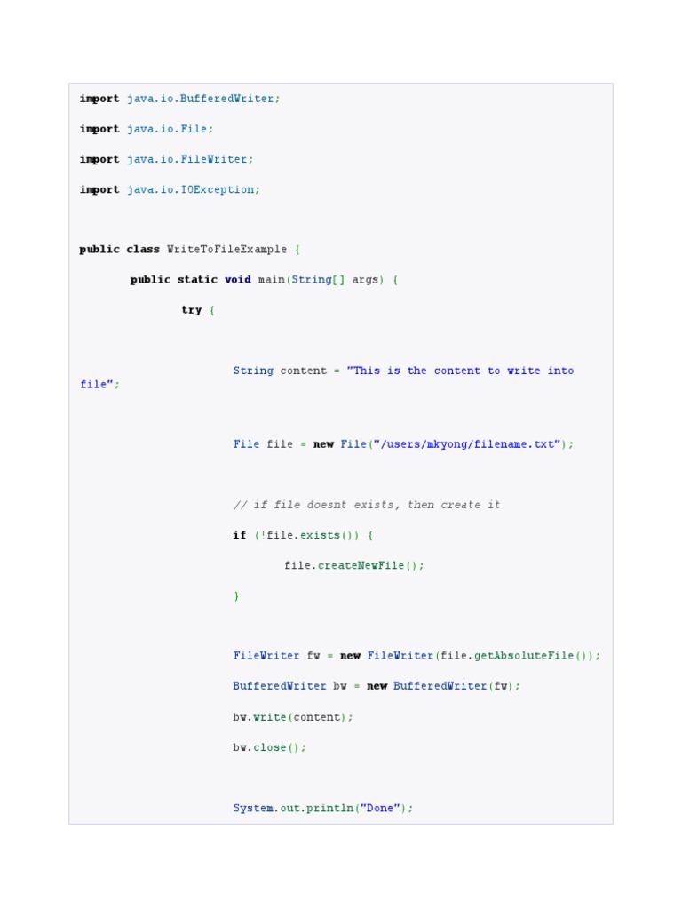 Java File Writing with BufferedWriter | PDF