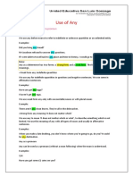 Use of Any: Any Is A Determiner and A Pronoun