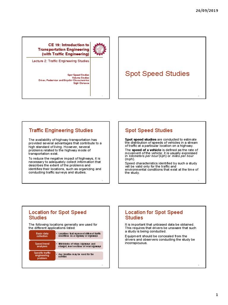 Traffic Engineering Studies Spot Speed Studies | PDF | Visual Acuity ...