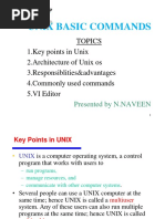 Unix Basic Commands: Topics 1.key Points in Unix 2.architecture of Unix Os 3.responsiblities&advantages 5.VI Editor