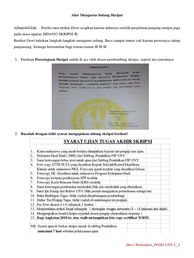 Alur Mengurus Sidang Skripsi Dewi Wulandari