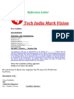 Tech India Mark Vision: Reference Letter
