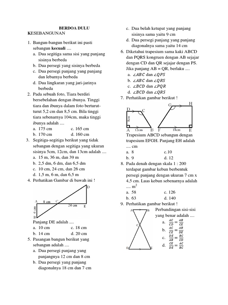 Soal Kesebangunan Kongruen Sisi Lengkung