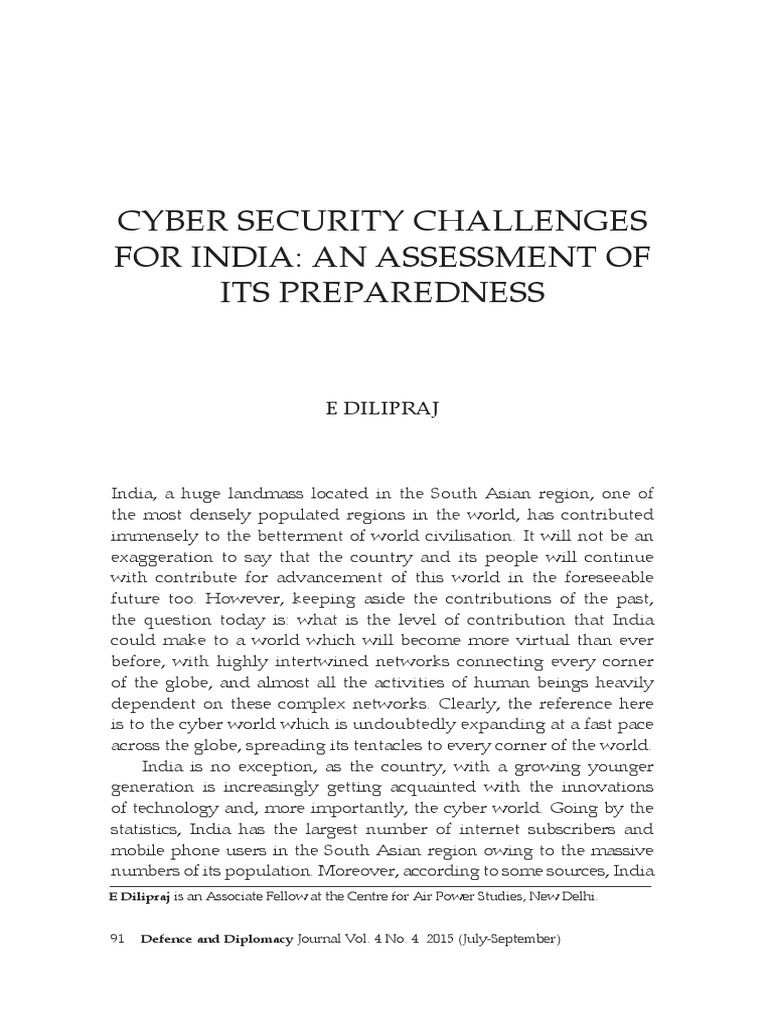 Cyber Security Challenges For India An PDF PDF Cyberwarfare