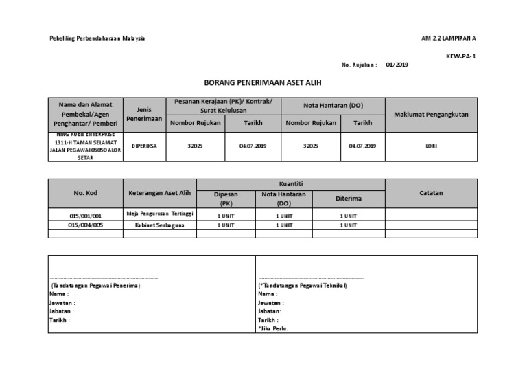 Contoh Pengisian Kew Pa 1 | PDF