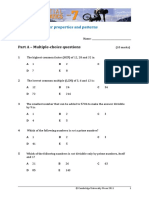 Chapter 3: Number Properties and Patterns Test (40 Marks) : Part A - Multiple-Choice Questions