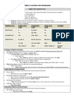 Sample Lesson For Pronouns Objective Pronouns