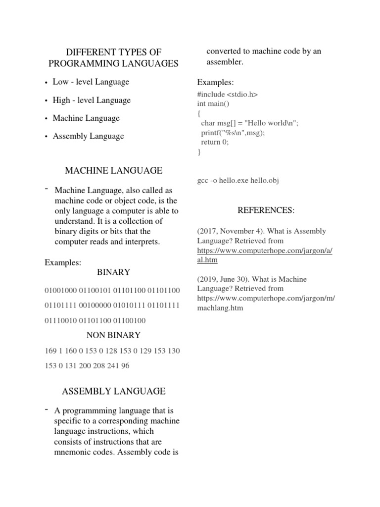 Exploring Low-Level Programming Languages: Machine Code, Assembly ...