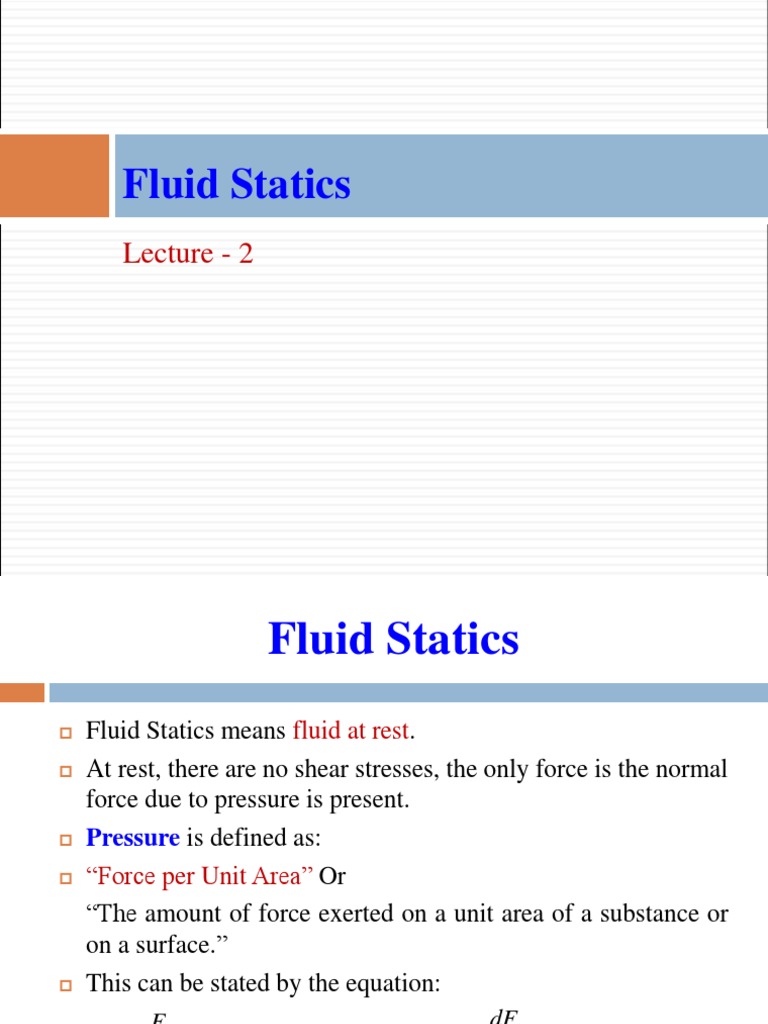 Fluid Statics and Pressure Measurement | PDF | Pressure Measurement ...