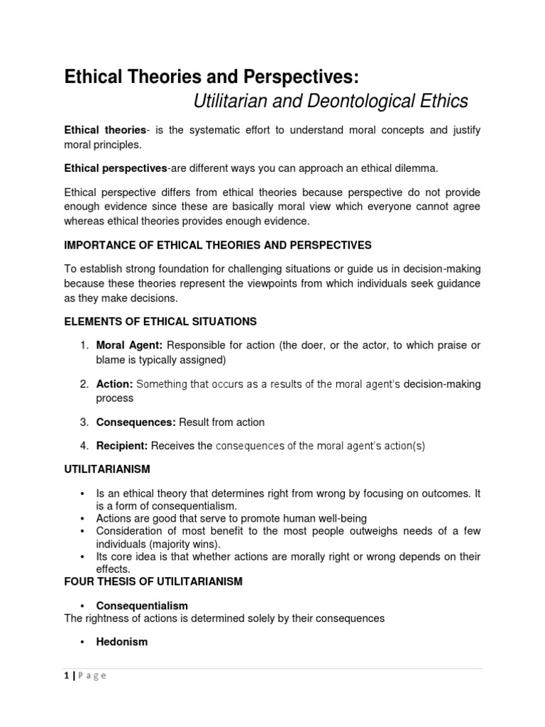 Utilitarianism and Deontological Ethics | PDF | Utilitarianism | Hedonism