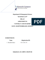 Department of Management Sciences "Business Law" BBA-4C Assignment 01 "Contract and Its Kinds" Date: 30-September-2019, Monday