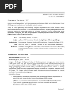 Electrical Engineer Sample Resume