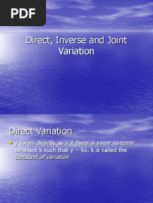 Direct, Inverse and Joint Variation