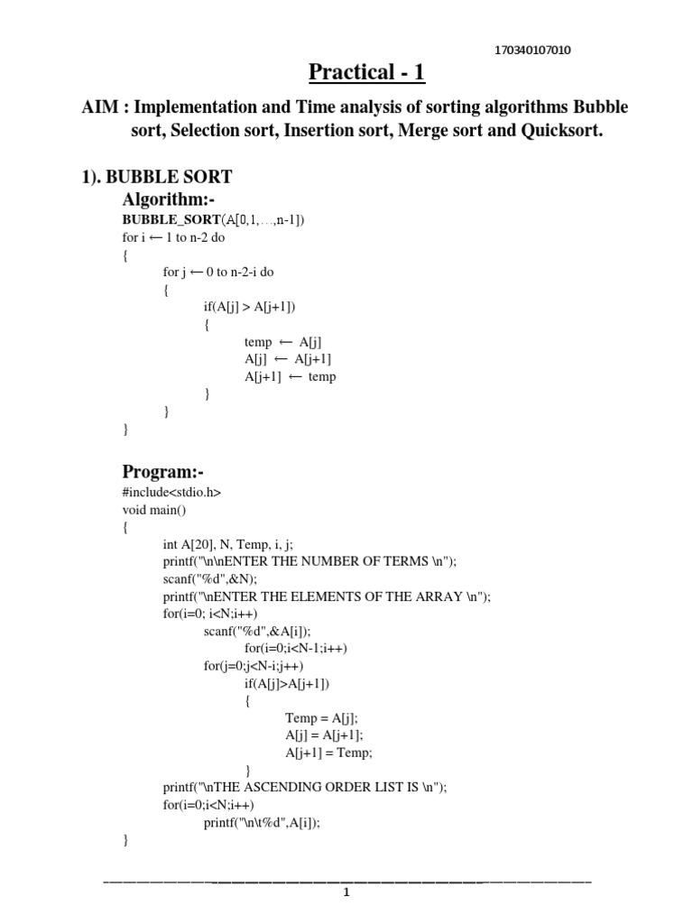 Implementation and Analysis of Sorting and Search Algorithms | PDF ...