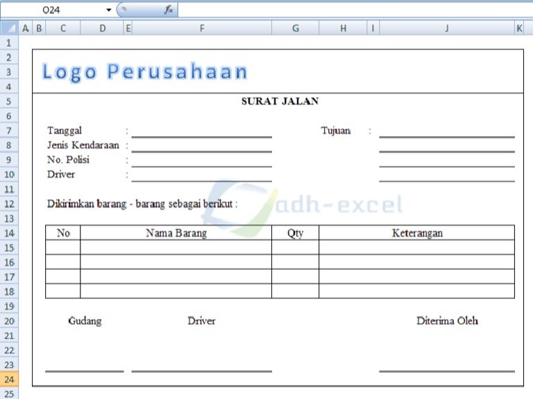 Contoh Surat Jalan Barang Excel Nusagates