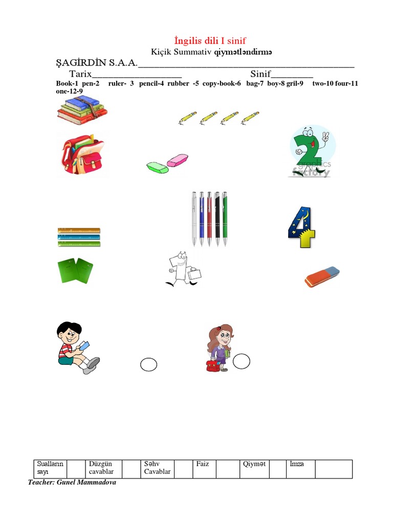 I Sinif 1 Summatiov Pdf