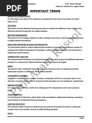 Chapter 01 S Q Pdf Mole Unit Molecules