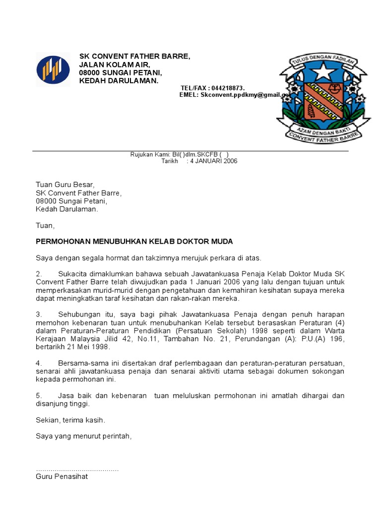 1 Surat Permohonan Penubuhan Pdf