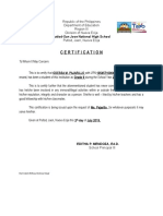 Certification: Putlod-San Jose National High School