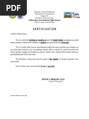 Certification