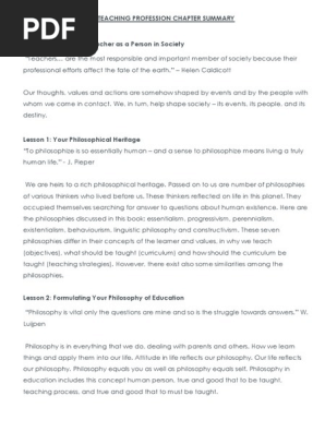 Teaching Profession Chapter Summary