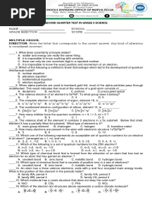 Second Quarter Test With Answer in Grade 9 Science
