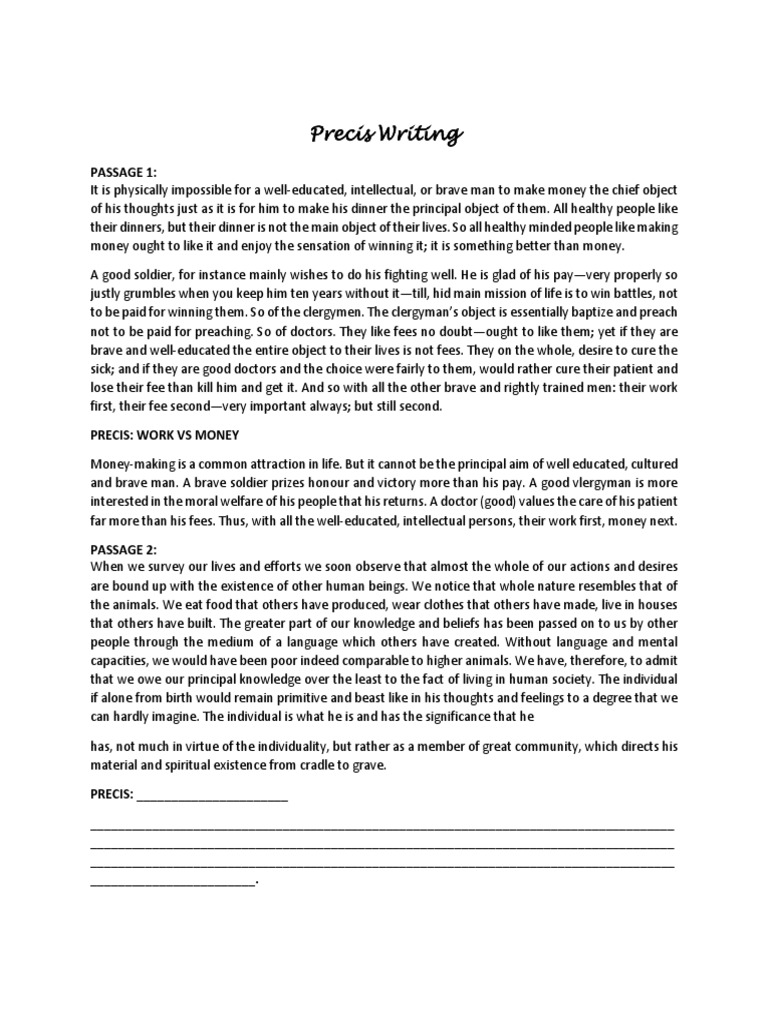 Understanding Precis Writing Techniques | PDF | Society | Human