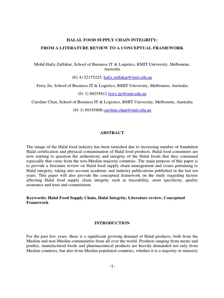 Halal Food Supply Chain Integrity Framework | PDF | Supply Chain ...