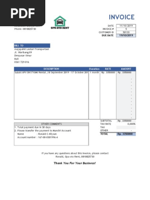 Invoice sample
