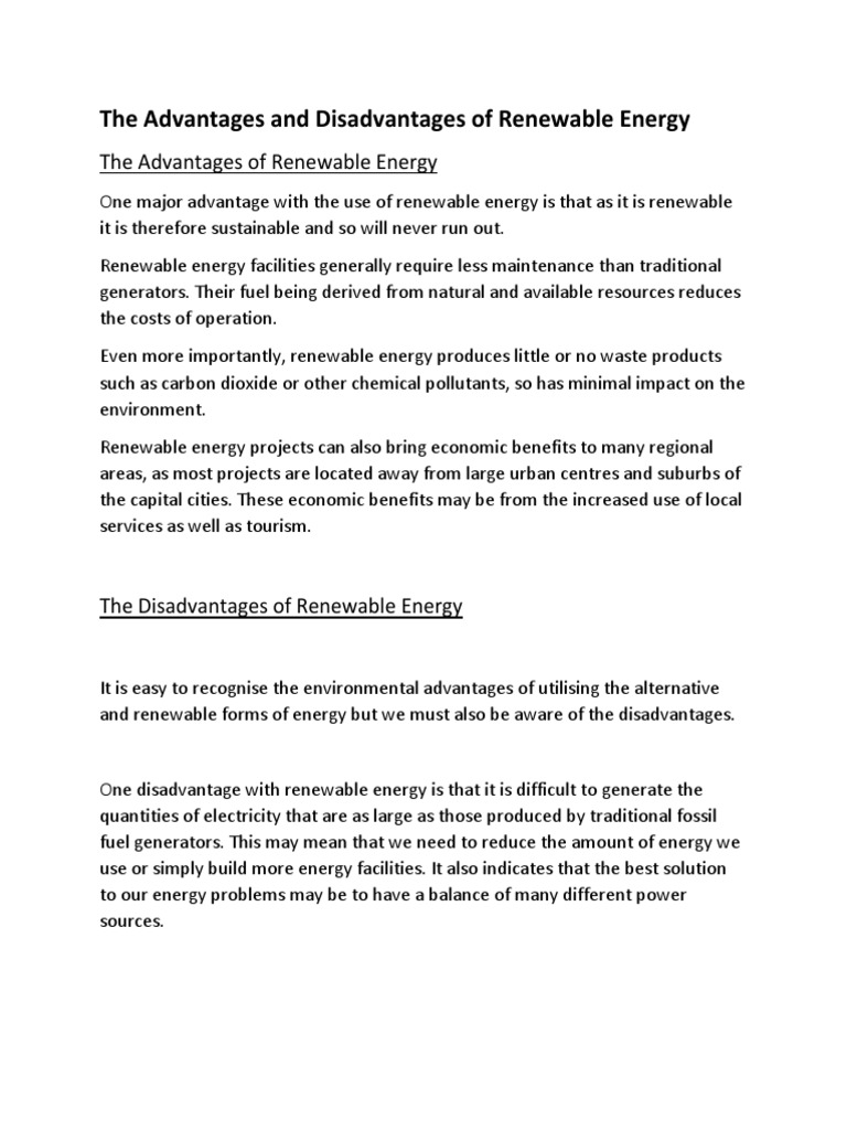 Disadvantages of Renewable Energy | PDF | World Energy Consumption ...