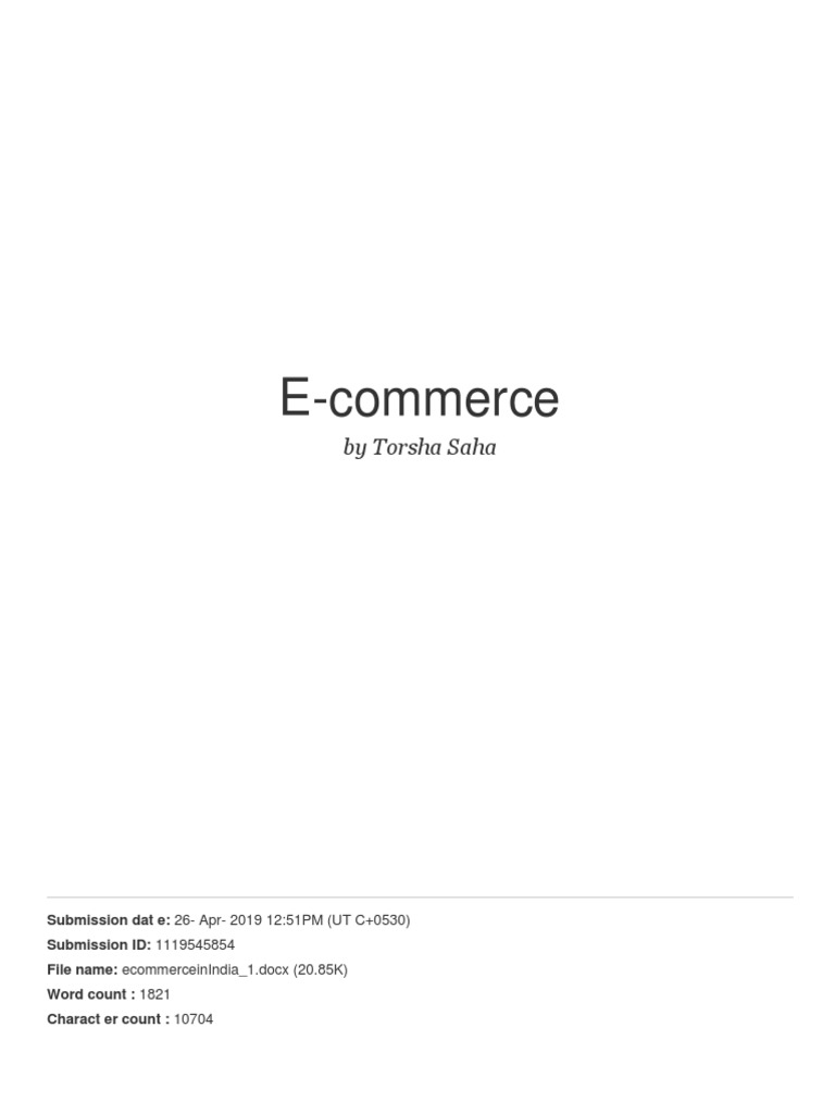 E-Commerce: by Torsha Saha | PDF