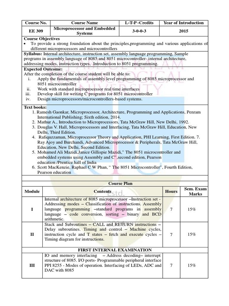 EE309 Microprocessors and Embedded Systems-Modified | PDF | Embedded ...